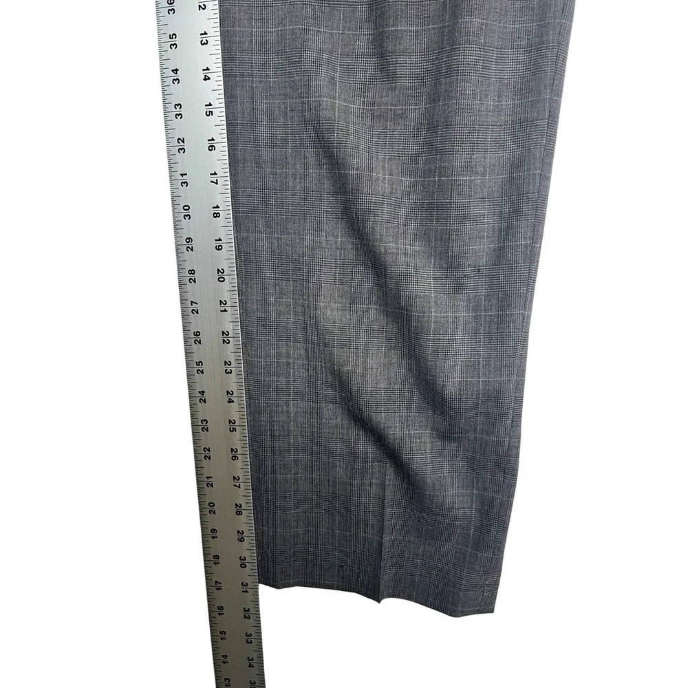 vtg Banana Republic 35x31 Gray Glen Plaid Wool Pants Trousers Pleated High Waist